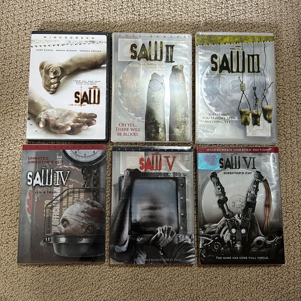 Saw collection on DVD movies 1-6